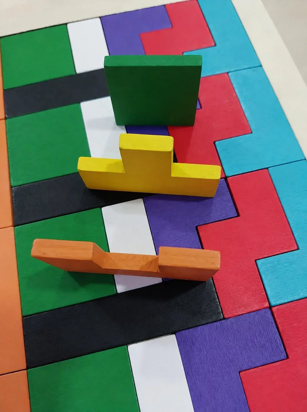 Ahşap tetris blok puzzle, 42 parça