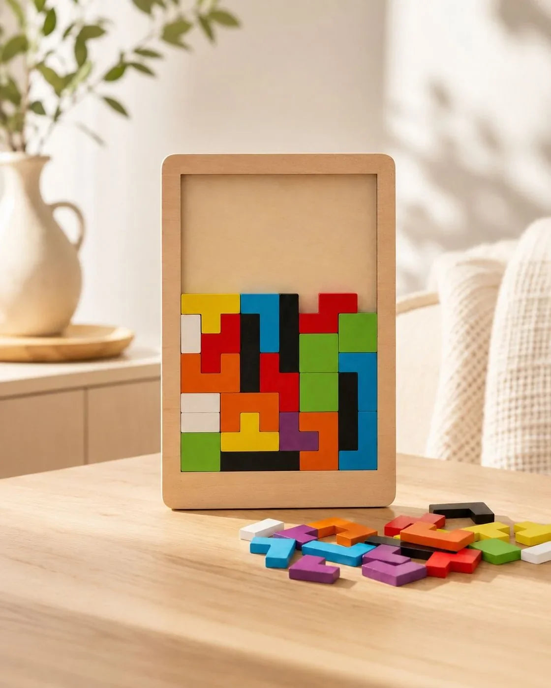 Ahşap tetris blok puzzle, 42 parça